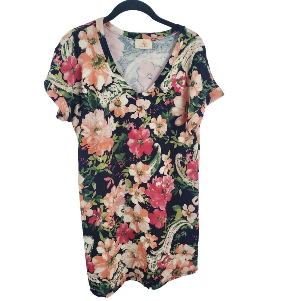 Eleven Oaks Dress Small Womens Cap Sleeve Multicolor Floral V Neck Casual Summer